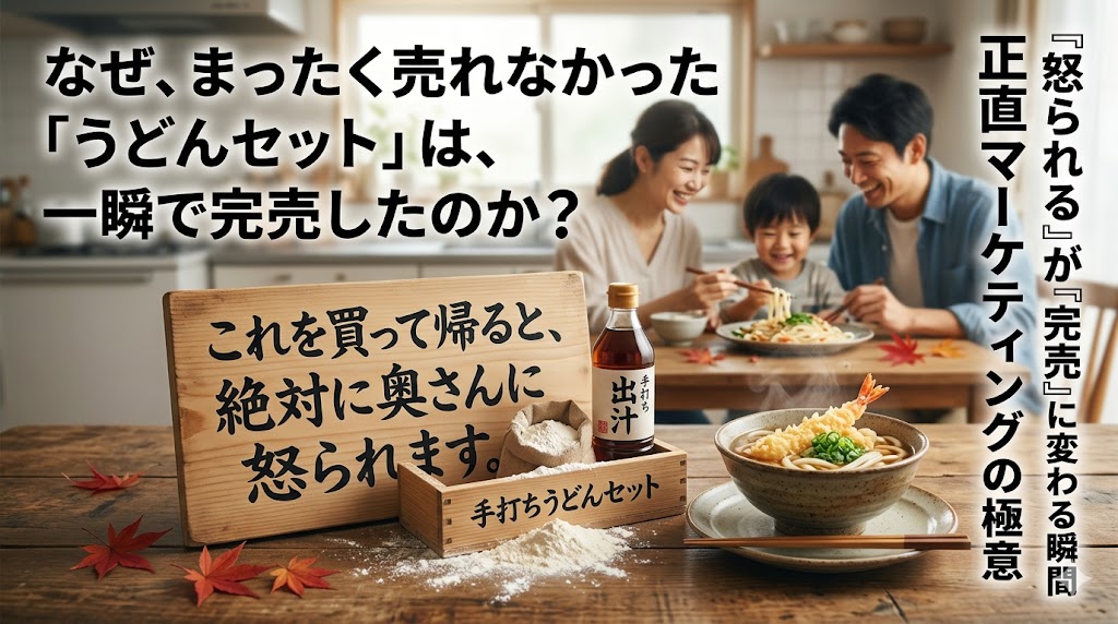 うどんセット 売れた理由 を正直なコピーライティングの視点で解説する、てらじまたくろうのブログ記事アイキャッチ画像